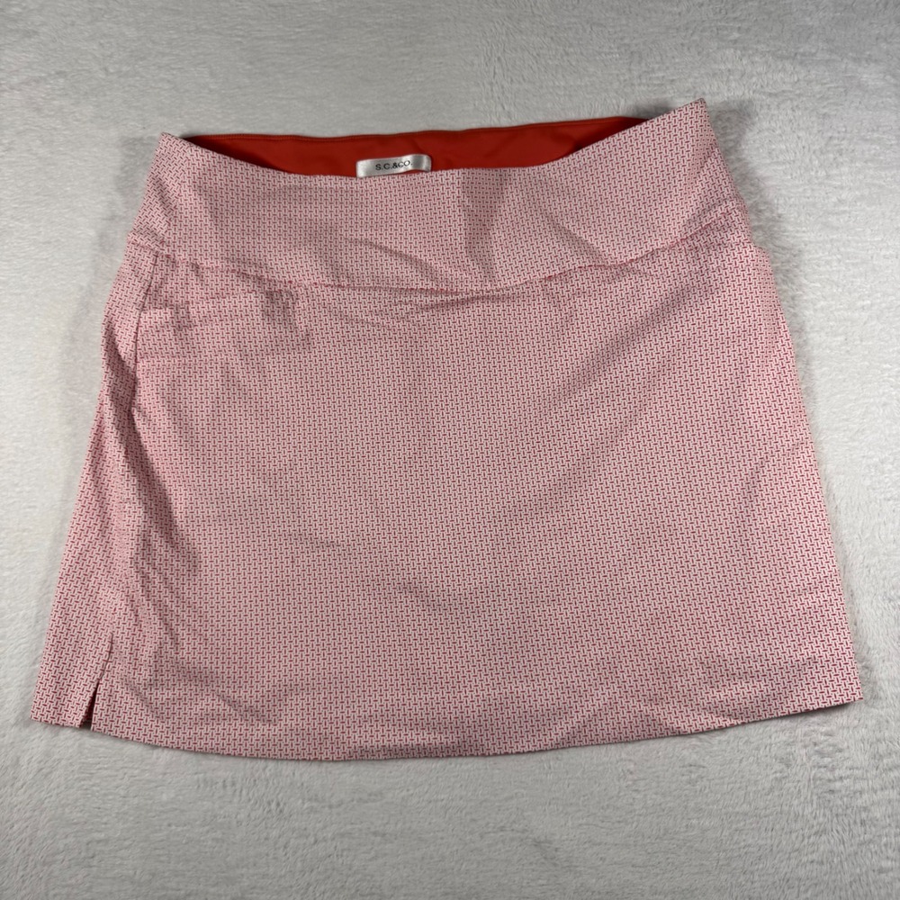S.C. & Co. Athletic Skort Womens XL Red White Geometric Print Stretch Pockets
